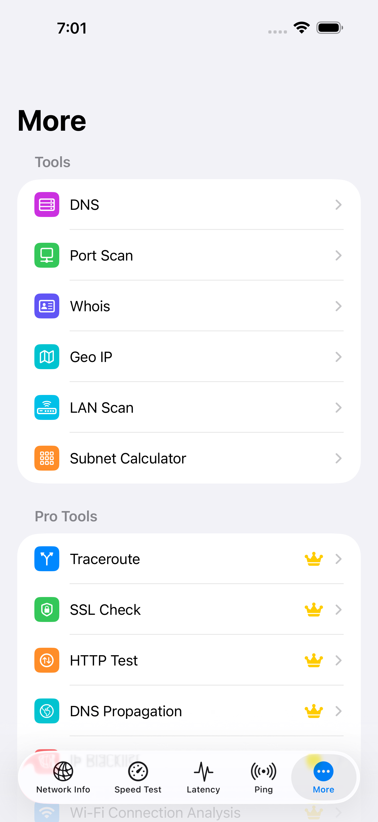NetAnalyzer complete tools list